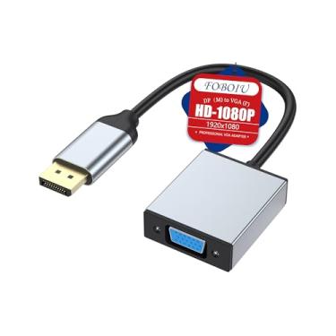 Imagem de Foboiu Adaptador DisplayPort para VGA, porta de exibição para conversor VGA macho para fêmea de alumínio HD 1080P, cabo banhado a ouro para computador, monitor, TV, projetor compatível com Lenovo,