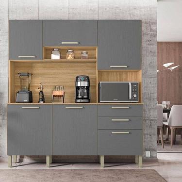 Imagem de Cozinha Ambiente Ferrara 6 Portas E 2 Gavetas Freijó Gris - Kits Paraná