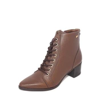 Imagem de Bota Pegada Em Couro Salto Bloco Bico Fino Feminina 280503