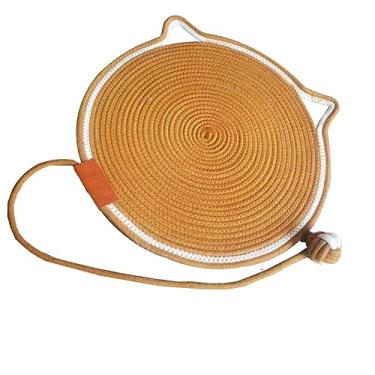 Imagem de Almofada do Arranhador do Gato, Esteira Tecida Mão Bonito Confortável Confortável do Gato da Linha do Algodão da Prova de Riscos Decorativa para Interno (Café)