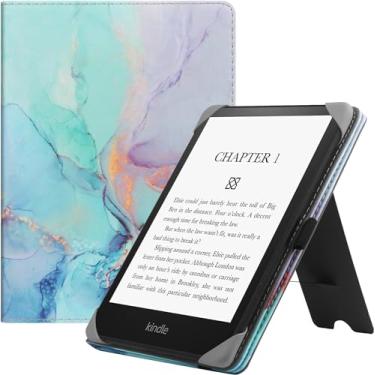 Imagem de HGWALP Capa universal para leitores digitais de 15 cm, capa de couro fólio com alça de mão compatível com todos os 15 cm Paperwhite/Paperwhite/Kobo/Tolino/Pocketook/E-Book Reader - Marble Blue