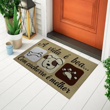 Imagem de Tapete Capacho Divertido e Criativo Para Porta Estampado Pet - A Vida é Boa Com Cachorro Ca0401