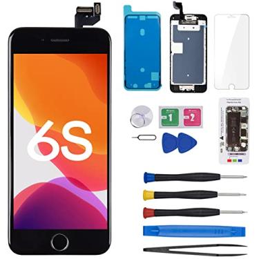 Imagem de CYKJGS Substituição de tela para iPhone 6S com botão Home 11.9 cm preto, visor digitalizador LCD Touch Kit de reparo completo câmera frontal sensor de proximidade ferramentas de correção de