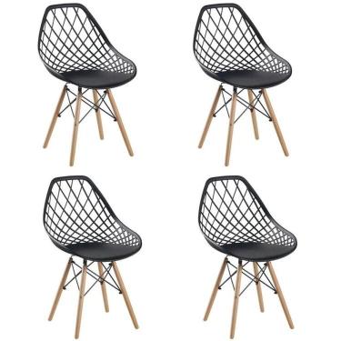 Imagem de Kit com 4 Cadeiras Cloe Base Madeira Preto