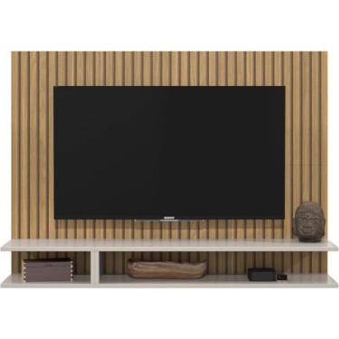 Imagem de Suporte Painel TV 50 Polegadas Sala/Quarto Smart Plus MILÃO Efeito Ripado (Off White/Ripado)