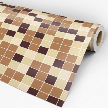 Imagem de Papel De Parede Pastilha Tons De Marrom Adesivo Vinílico 3M