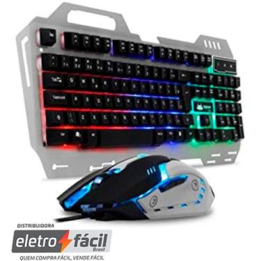 Imagem de Kit Teclado Mouser Gamer Semi-Mecanico Com Led RGB USB Fio Rainbow - K