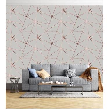 Imagem de Papel De parede Para Quarto E Sala Geométrico Rose Silver - PAPEL E PA