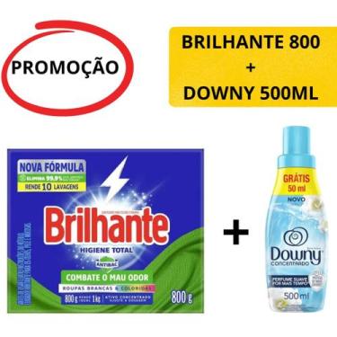 Imagem de 1 Sabão em Pó Brilhante 800g + 1 Amaciante Concentrado Downy 500ml
