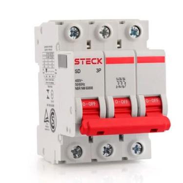 Imagem de Steck, Disjuntor Termomagnético 3kA, 25A 3P, Curva C, Tripolar, Gelo, 