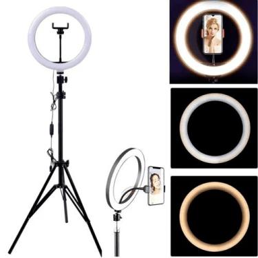 Imagem de Iluminador Anel De Led 26cm Ajustável Tripé P/ Fotos Excenlente Desenp