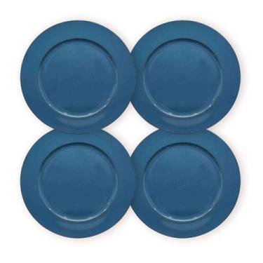 Imagem de Kit 4 Un Sousplat Redondo Azul Escuro 33Cm Rafimex
