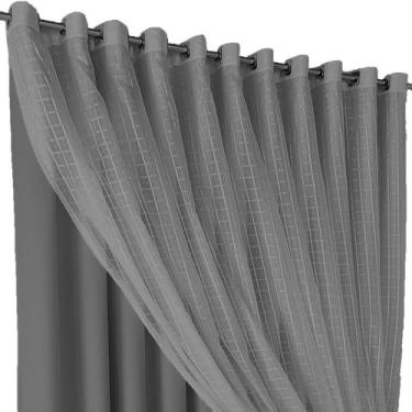 Imagem de cortina quarto para sala e blecaute Roma 4,00 x 2,30 cinza - Bravin En