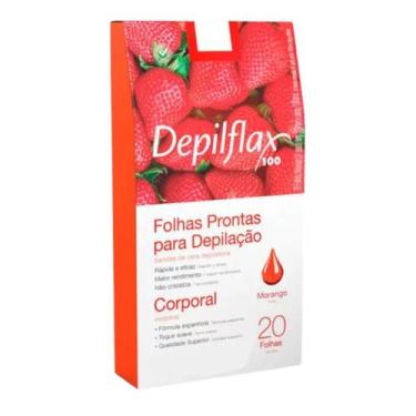 Imagem de Kit 6 Folhas Prontas Corporais Depilação Cera Depilflax Morango 120 Un