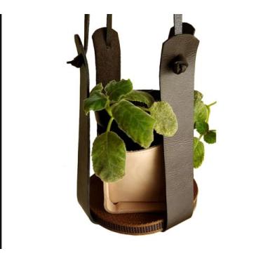 Imagem de Suporte para vasos de plantas pingente de couro Legítimo - ArteBispo, 