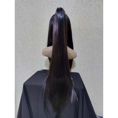 Imagem de Aplique rabo de cavalo cacheado afro premium biovegetal 70cm preto cas