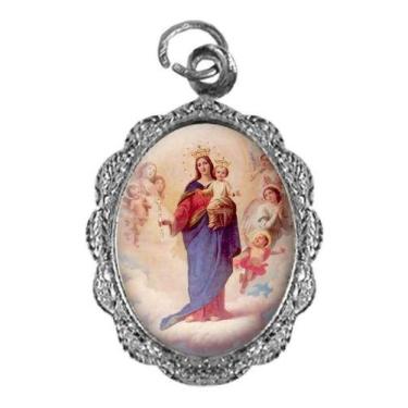 Imagem de 100 Medalhinhas De Alumínio N. S. Auxiliadora Mod.2 Níquel  - SJO Arti