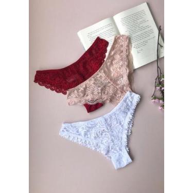 Imagem de Calcinha de renda/ Fio Dental-  JMartins - Feminino Adulto - Cor Branc