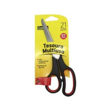 Imagem de Tesoura Multiuso Inox com Cabo Emborrachado Anatômico 21 cm - Gatte