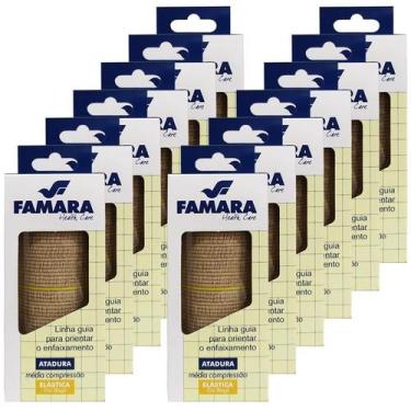 Imagem de Atadura Elástica Média Compressão 10Cm X 1,30M Bege 12Un - Famara