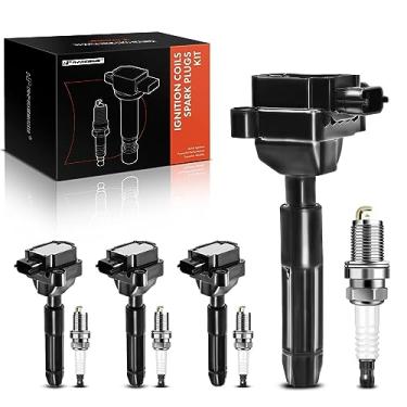 Imagem de A-Premium Conjunto de 4 bobinas de ignição e velas de ignição de irídio compatíveis com Mercedes-Benz R170 Series SLK230 2001-2004, CL203 Series C230 2002, 2.3L
