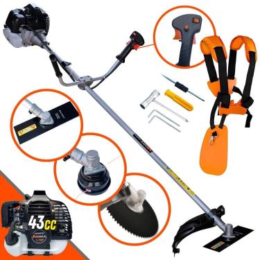 Imagem de Cortador de Grama Anmax CG430B À Gasolina 2T 43cc 1,7HP de Potência 12.000rpm Roçadeira 3 Em 1 C/ Carretel Nylon + Faca 2 Pontas + Faca 80 Dentes