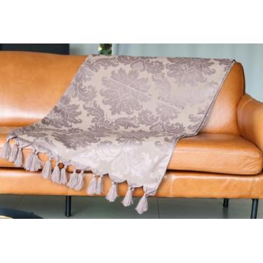 Imagem de Manta Xale Para Sofá 1,80 X 1,40 Tecido Jacquard com Franja  + 2 Capas