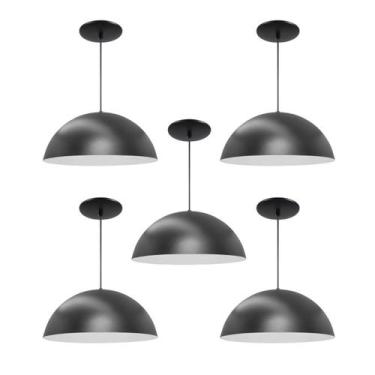 Imagem de Kit 5 Luminária Pendente Meia Lua 34cm Com Interior Branco Brilho Com 