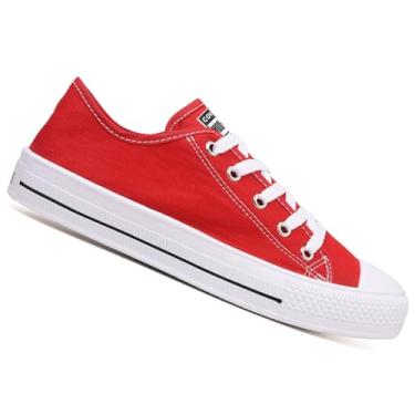 Imagem de Tênis Casual Tribute Style Cano Baixo Skate Moda Leve School Urban (Vermelho, BR, Adulto, Faixa Numérico, 39, 40)