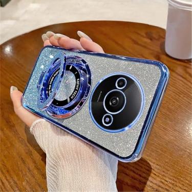 Imagem de LEMAXELERS Capa com glitter para Redmi A3 4G, Bling Sparkle Mulheres Meninas Slim Luxo TPU À Prova de Choque com Kickstand Capa para Xiaomi Redmi A3 4G, Azul DS