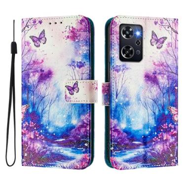 Imagem de Capa carteira para Oppo Reno 9A, 3 compartimentos para cartão, 1 compartimento para dinheiro, capa flip de couro PU com padrão fofo, capa com fivela magnética à prova de choque, compatível com sem fio