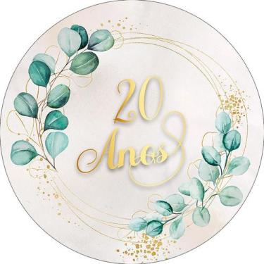 Imagem de Painel De Festa Redondo 1,50x1,50 - Geométrico Folhagens 20 Anos 048 -