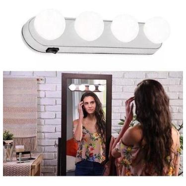 Imagem de Arandela Camarim Espelho Maquiagem Led 4 Lampada Sem Fio - OEM, pilha,