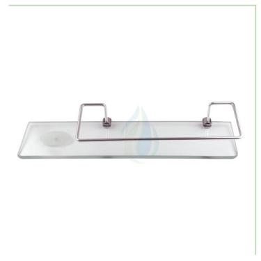Imagem de Porta Shampoo Reto Com Saboneteira Para Banheiro Em Vidro Incolor 8mm 