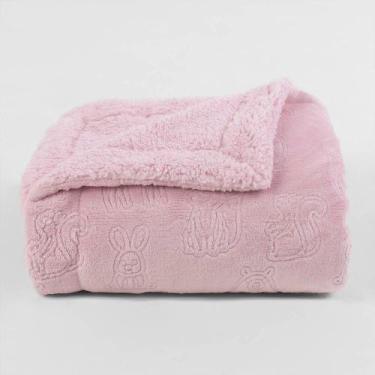 Imagem de Manta Infantil Sherpam Ferrete Rosa Bebê - 90x110cm - Abra Cadabra