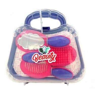Imagem de Mini Maleta Beauty Pakitoys Com Pente Escova e Espelho 1248, Roxo