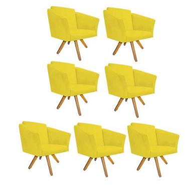 Imagem de Kit 07 Poltrona Cadeira Decorativa  Win Base Giratória Sala de Estar R