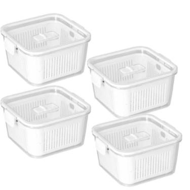 Imagem de Kit 4 Pote Hermetico para Geladeira Frutas, Verduras, Legumes - 1360ml