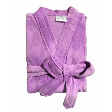 Imagem de Roupão de Banho Briza Veludo Juvenil 100% Algodão Manga Curta Lilás (3