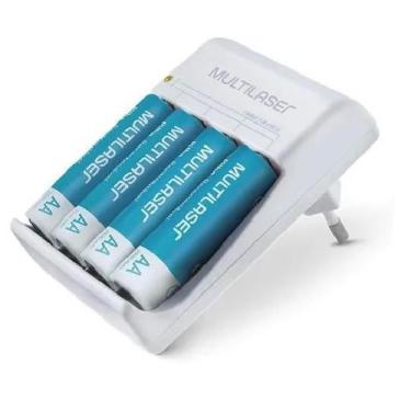 Imagem de Carregador De Pilhas Aa/Aaa Multilaser Cb054 Bivolt + 4 Pilhas AA Reca