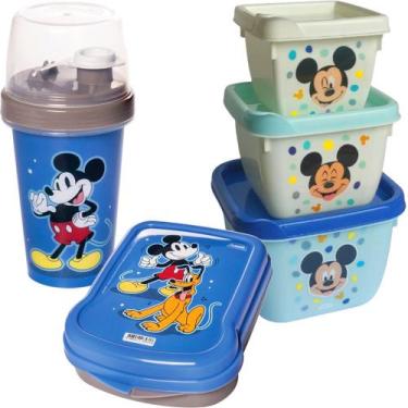 Imagem de Kit Infantil Lancheirinha Disney Mickey Lanche Alimentação - Plasútil