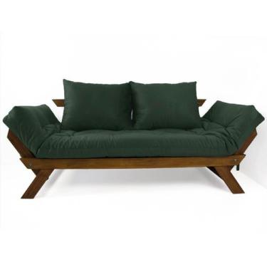 Imagem de Sofá Japão Futon Verde Militar Em Madeira Maciça Imbuia - R9 Design Fu