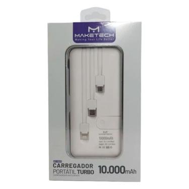 Imagem de Carregador Portátil Turbo Maketech com Cabo 10.000mAh 1 Unidade