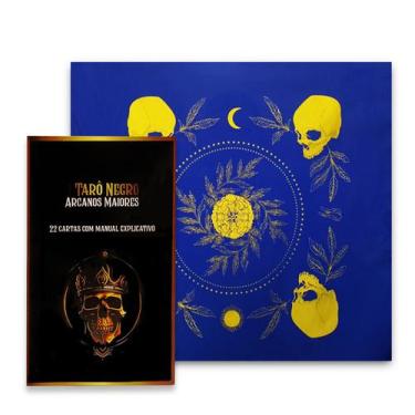 Imagem de Kit Leitura Tarô Toalha Brilho Azul/Dourado e O Taro Negro - Flash