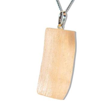 Imagem de Colar Canudo Selenita Laranja Pedra Natural Pino Prata 950 - Cristaisd