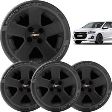 Imagem de 4X Calotas Chevrolet Prisma Onix Corsa Aro 14 Preto 087Cb