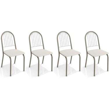 Imagem de Cadeira de Cozinha Noruega 2C077 Kit 4 Un Niquel/Branco 106 - Kappesbe