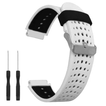 Imagem de Pulseira de relógio para Garmin Approach S20/S5/S6, Forerunner 220/230/235/620/630/735XT, pulseira de silicone macio de substituição para relógio Garmin (branco/preto)