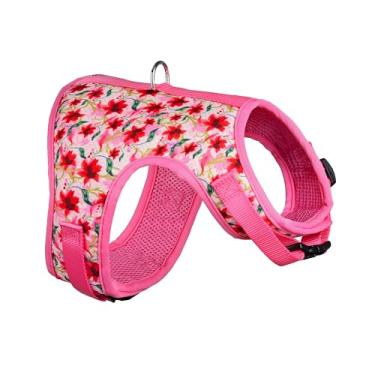 Imagem de Mile High Life Peitoral de velcro para cães, malha de ar, floral para cães e gatos pequenos de 9 kg, fácil de colocar, fechos fáceis ajustáveis no pescoço e no peito (Lily, M Peito 45,7 cm - 50,8 cm)