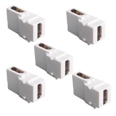 Imagem de 5 peças HDMI cotovelo 90 graus trapezoidal 4K fêmea para fêmea conector de painel de parede plug-in - branco
